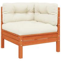 Tuinhoekbank met kussens massief grenenhout wasbruin - thumbnail