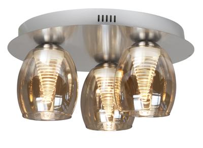 Highlight PlafondlampNebula nikkel 3-lichts amber glas - P6431.28