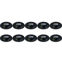Spot Armatuur 10 Pack - Pragmi Nora Pro - GU10 Inbouwspot - Rond - Zwart - Aluminium - Ø82mm - thumbnail