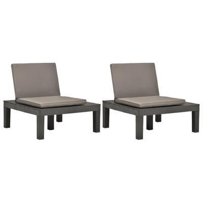 VidaXL Loungestoelen 2 st met kussens kunststof antraciet