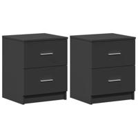 Nachtkastjes 2 st met 2 lades 40x36x50 cm zwart - thumbnail