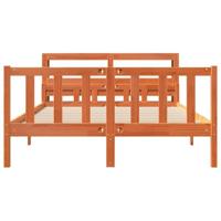 Bedframe met hoofdbord massief grenenhout wasbruin 150x200 cm - thumbnail