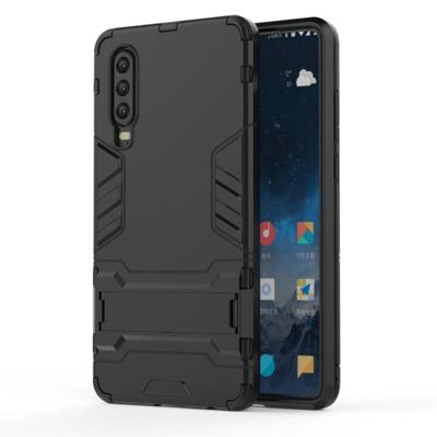 Schokbestendige PC + TPU geval voor Huawei P30 met houder (zwart)