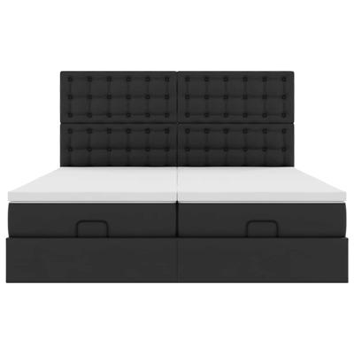 Ottoman bed met matrassen 200x200cm kunstleer zwart