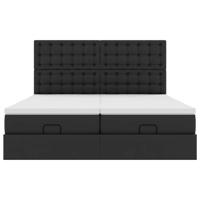 Ottoman bed met matrassen 180x200cm kunstleer zwart - thumbnail