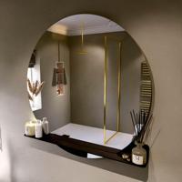 MONDIAZ SPOT spiegel rond 120cm met Spiegelplanchet kleur Urban. - thumbnail