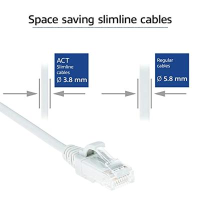 ACT Witte 3 meter LSZH U/UTP CAT6 datacenter slimline patchkabel snagless met RJ45 connectoren