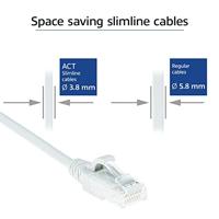 ACT Witte 7 meter LSZH U/UTP CAT6 datacenter slimline patchkabel snagless met RJ45 connectoren - thumbnail
