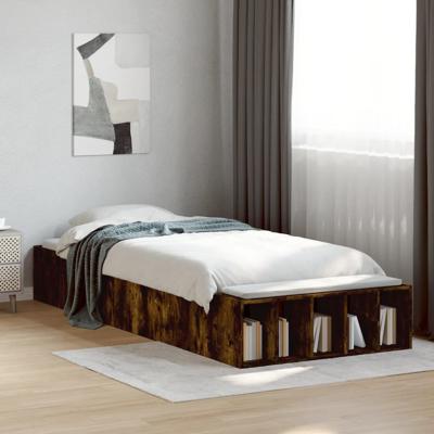 Bedframe bewerkt hout gerookt eikenkleurig 90x190 cm