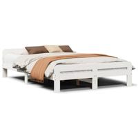 Bedframe zonder matras massief grenenhout wit 140x190 cm - thumbnail