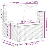 6-delige Loungeset met kussens poly rattan bruin - thumbnail
