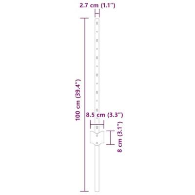 VidaXL Afrasteringspaal 11 pcs zilver 60 cm staal VidaXL Afrasteringspaal 11 pcs zilver 60 cm staal