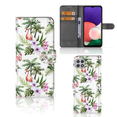 Samsung Galaxy A22 5G | Telefoonhoesje | Met pasjeshouder | Flamingo Palms