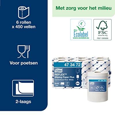 Poetspapier tork m4 advanced 2laags 450 vel wit Poetspapier tork m4 advanced 2laags 450 vel wit