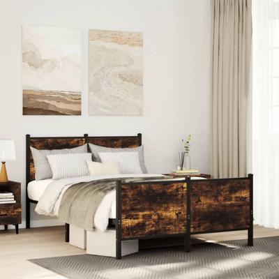 Bedframe zonder matras metaal gerookt eikenkleurig 180x200 cm - thumbnail