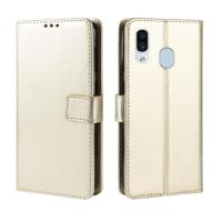 Retro Crazy Horse textuur horizontale Flip lederen case voor de Galaxy A20/A30 met houder & kaartsleuven & fotolijstjes (goud) - thumbnail