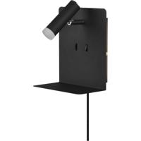 Trio Wand lampElement met schapje mat zwart - 222570232 - thumbnail