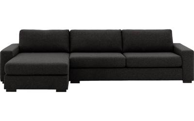 Goossens Hoekbank Lucca Met Chaise Longue grijs, stof, 3-zits, stijlvol landelijk