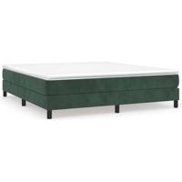 Boxspring met matras fluweel donkergroen 160x200 cm - thumbnail