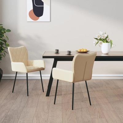 Eetkamerstoelen 2 st stof crmekleurig Eetkamerstoelen 2 st stof crmekleurig