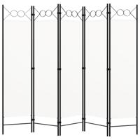 VidaXL Kamerscherm met 5 panelen 200x180 cm wit - thumbnail