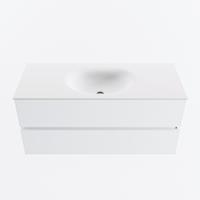 MONDIAZ VICA 110cm badmeubel onderkast Talc 2 lades. Wastafel MOON midden zonder kraangat, kleur Talc. - thumbnail