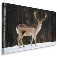 Schilderij - Hert op de voorgrond, Premium Print - thumbnail