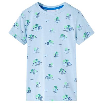 Kindershirt met palmbomenprint 128 lichtblauw