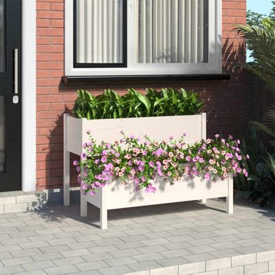 VidaXL Plantenbak 110x84x75 cm massief grenenhout wit