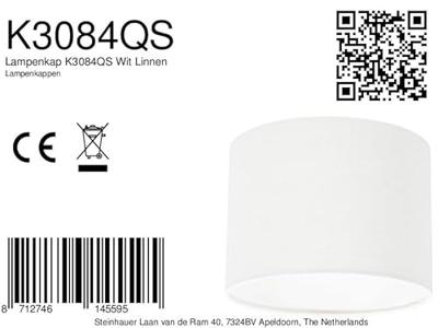 Steinhauer - Kap - lampenkap Ø 20 cm - linnen wit
