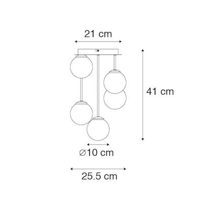 QAZQA Moderne plafondlamp zwart 5-lichts met smoke glas - Athens