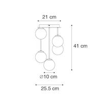 QAZQA Moderne plafondlamp zwart 5-lichts met smoke glas - Athens - thumbnail
