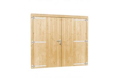 Vuren dubbele dichte deur inclusief kozijn - 255x209 cm- - Hout- Woodvision