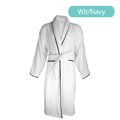 Badjas Deluxe Velours - Wit/Navy