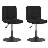 Eetkamerstoelen draaibaar 2 st fluweel zwart - thumbnail