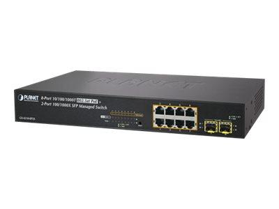 Planet GS-4210-8P2S netwerk-switch Managed Gigabit Ethernet (10/100/1000) Zwart 1U Power over Ethernet (PoE)