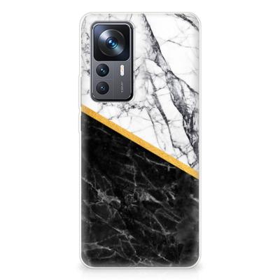 Xiaomi 12T | 12T Pro | TPU | Siliconen hoesje | Marmer Wit Zwart - Origineel Cadeau Man Xiaomi 12T | 12T Pro | TPU | Siliconen hoesje | Marmer Wit Zwart - Origineel Cadeau Man