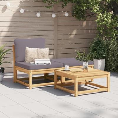 3-delige Loungeset met kussens massief acaciahout 3-delige Loungeset met kussens massief acaciahout