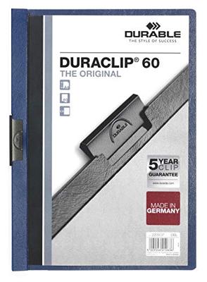 Documenthouder Durable Duraclip 60 Transparant Donkerblauw A4
