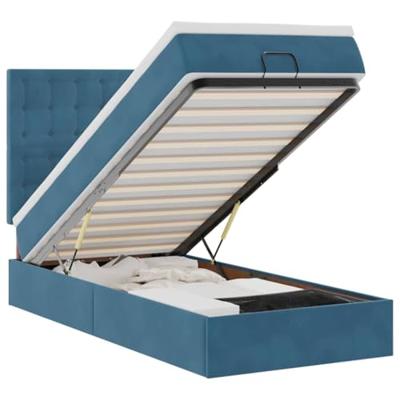 Ottoman bed met matrassen 100x200cm fluweel donkerblauw