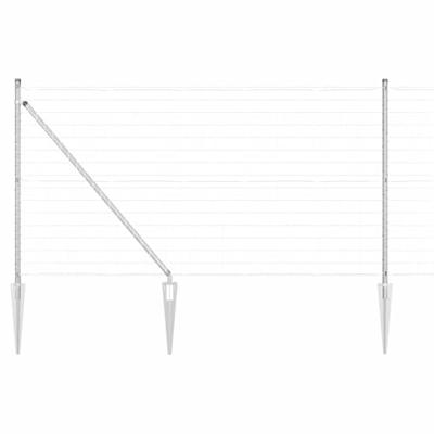 VidaXL Hek met paal zilver 1 x 10 m staal VidaXL Hek met paal zilver 1 x 10 m staal