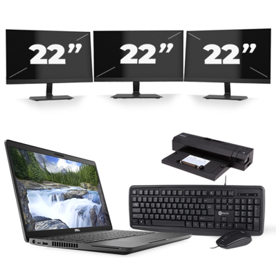 Dell Latitude 5500 - Intel Core i5-8e Generatie - 15 inch - 16GB RAM - 256GB SSD - Windows 11 + 3x 22 inch Monitor Dell Latitude 5500 - Intel Core i5-8e Generatie - 15 inch - 16GB RAM - 256GB SSD - Windows 11 + 3x 22 inch Monitor