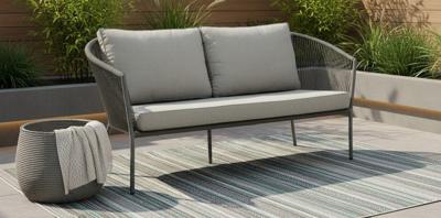 Reims lounge bench 2-seater 173x81x83,5 light grey alu/rope anthracite Eurofar - Eurofar