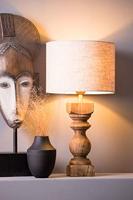 Light & Living Tafellamp 'Cumani' Mangohout, 36cm (excl. kap) - thumbnail