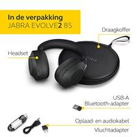 Jabra Evolve2 85 UC Over Ear headset Bluetooth, Kabel Stereo Zwart Ruisonderdrukking (microfoon) Volumeregeling, Indicator voor batterijstatus, Microfoon - thumbnail