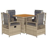 5-delige Tuinset met kussens poly rattan beige - thumbnail