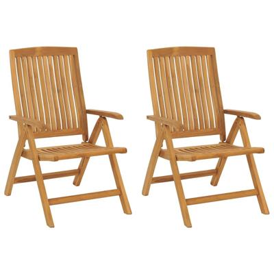 Tuinstoelen 2 st verstelbaar met kussens massief teakhout