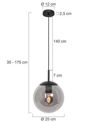 Anne Light & home Hanglamp bollique Ø 25 cm 3497 zwart