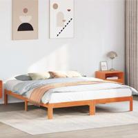 Bedframe zonder matras massief grenenhout wasbruin 180x200 cm - thumbnail