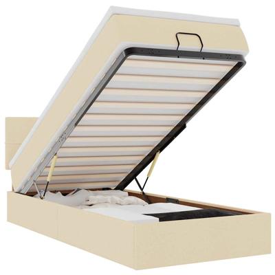 Ottoman bed met matras 90x190cm stof crèmekleurig